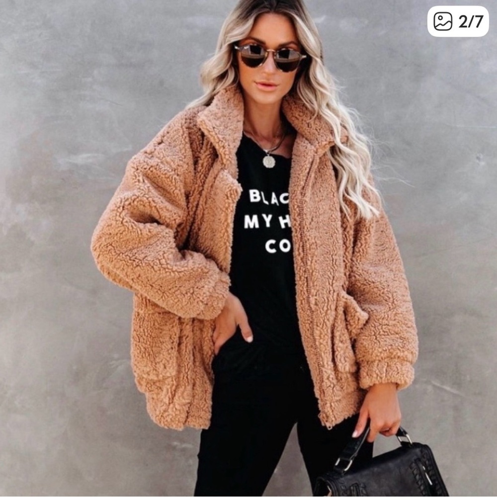 Vici Teddy Jacket in Camel Brown